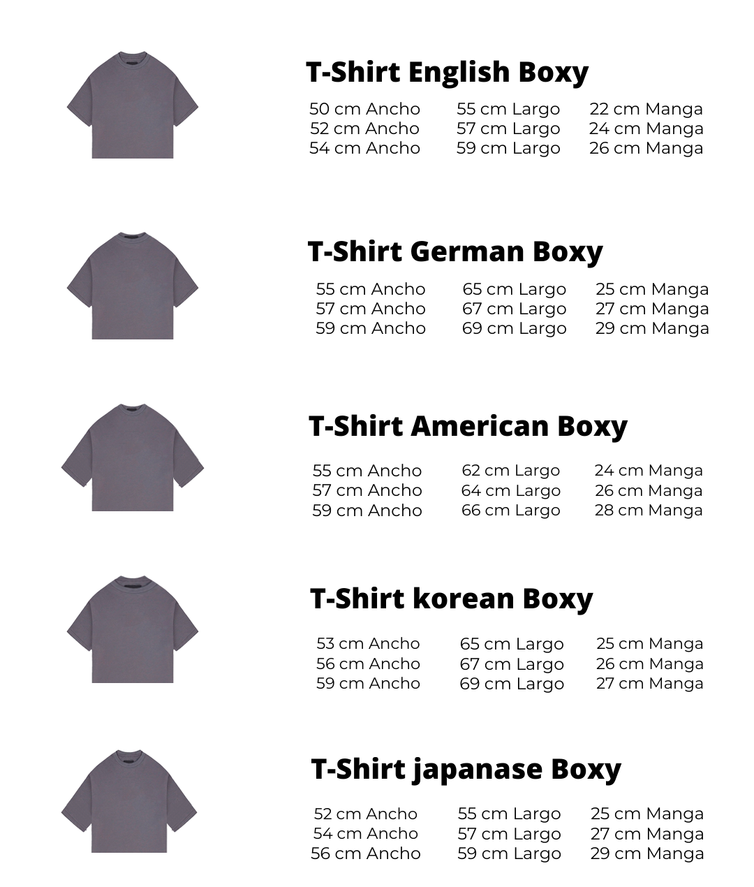 Pack:  T-Shirt German Boxy+  T-Shirt English Boxy + T-Shirt korean Boxy