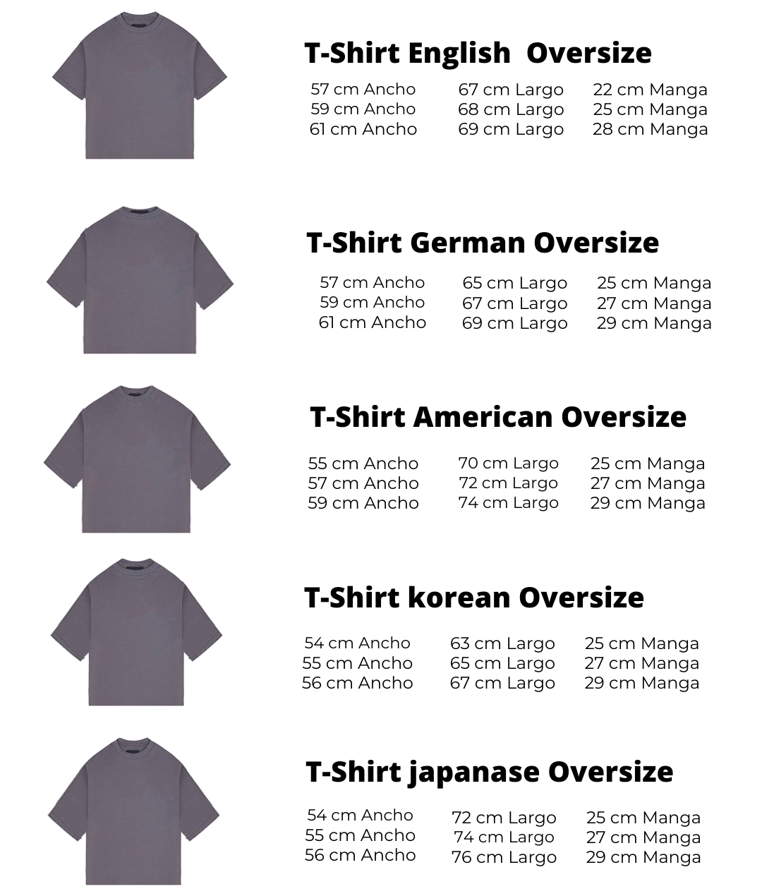 Pack2:  T-Shirt German Oversize +  T-Shirt English Oversize + T-Shirt korean Oversize