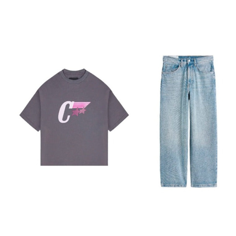 Boxy Zip T-Shirt + Baggy CTP Jeans